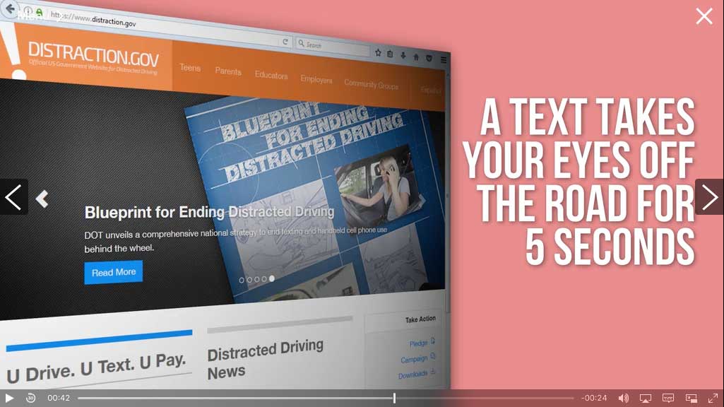 full video and motion graphics Arizona Course Example: Distracted Driving
